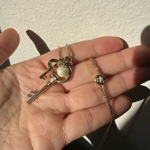 Ralph Lauren Elegant Gold and Silver Key Pendant Necklace- adjustable